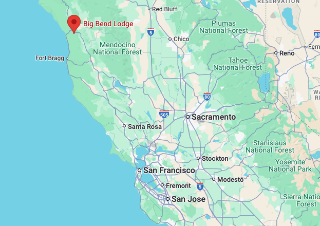 Map showing location of Big Bend Lodge